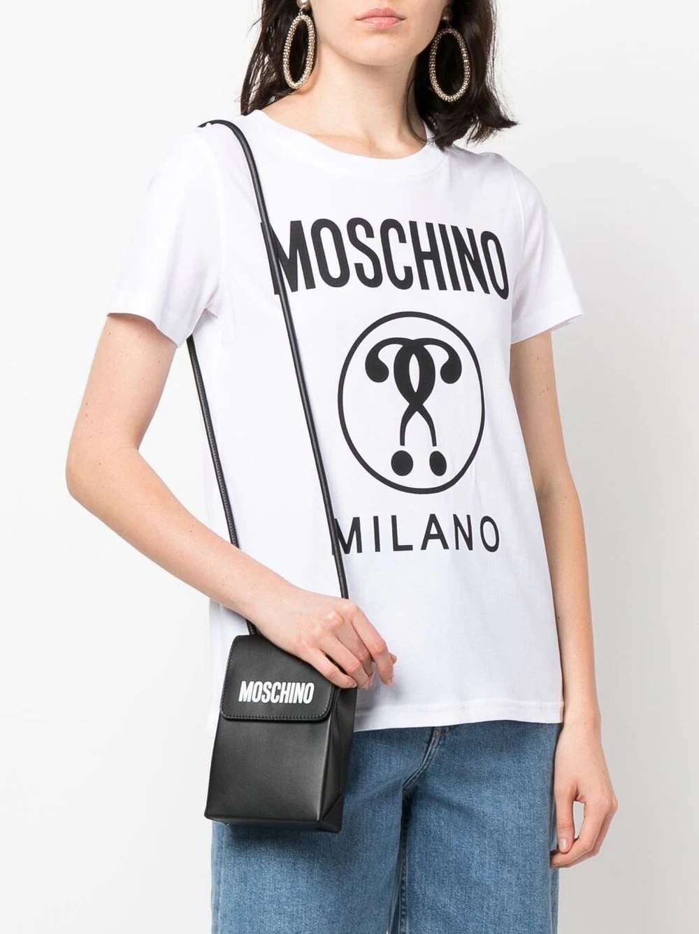 logo-print leather shoulder bag - 2