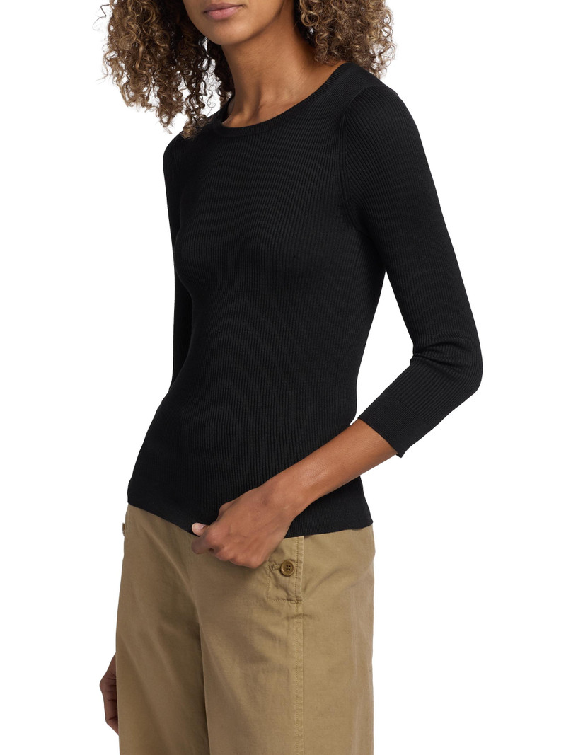 Women's Bijana Rib-Knit Silk Sweater - Black 4