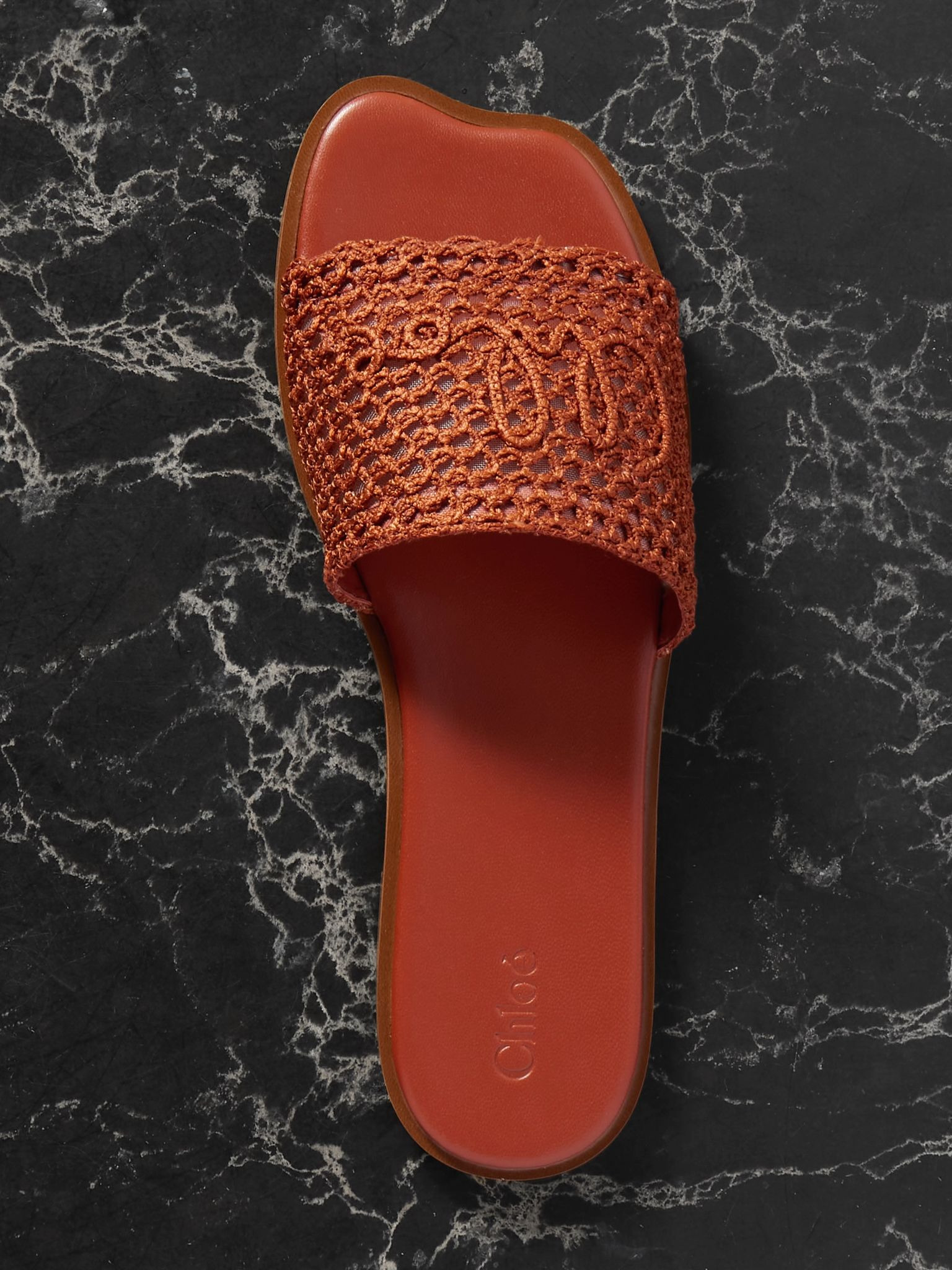Flower crocheted slides Tan - 5