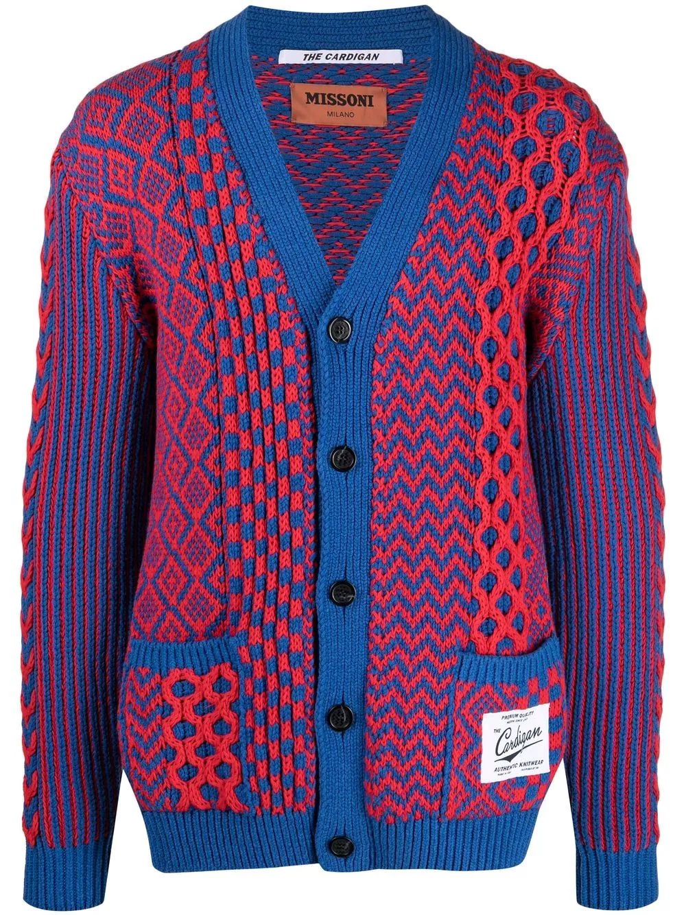 patterned-knit cardigan - 1