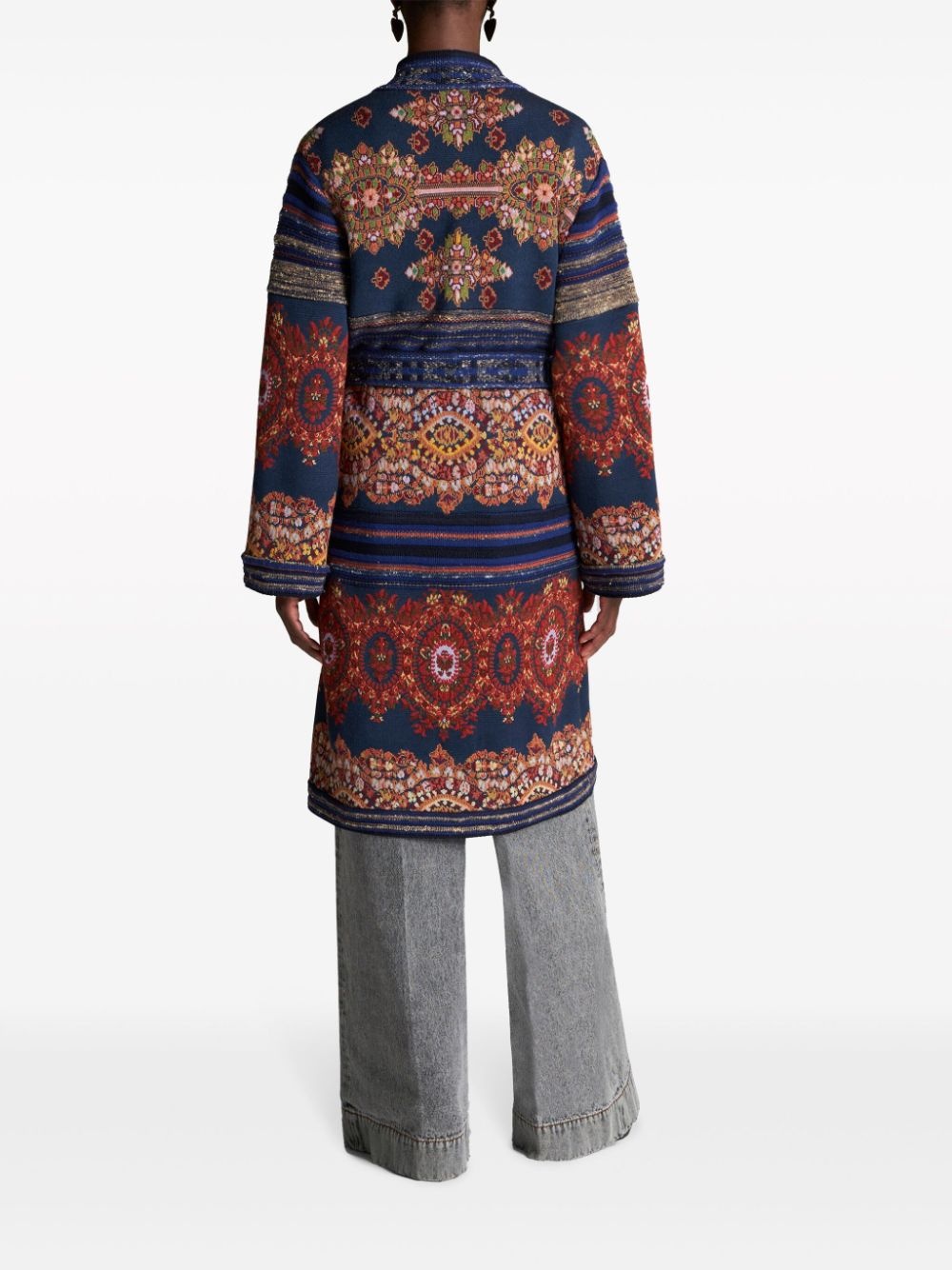 paisley-print belted trench coat - 3