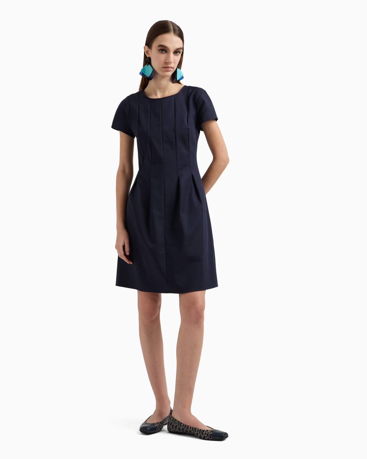 COUTURE COTTON BLEND DRESS WITH PLEATS - 2
