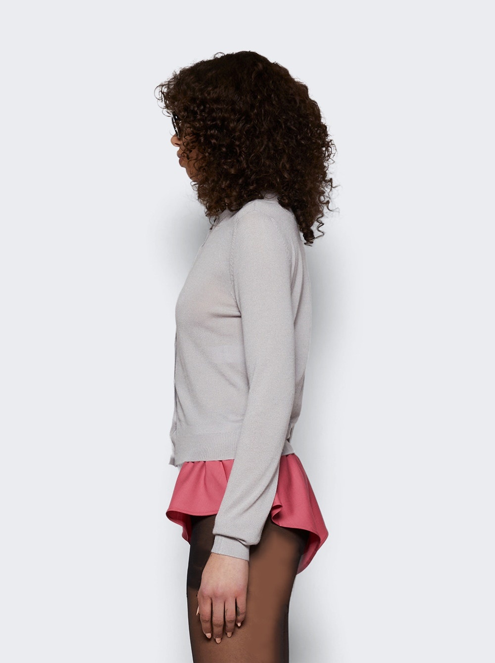 Draped Cardigan Light Grey - 3