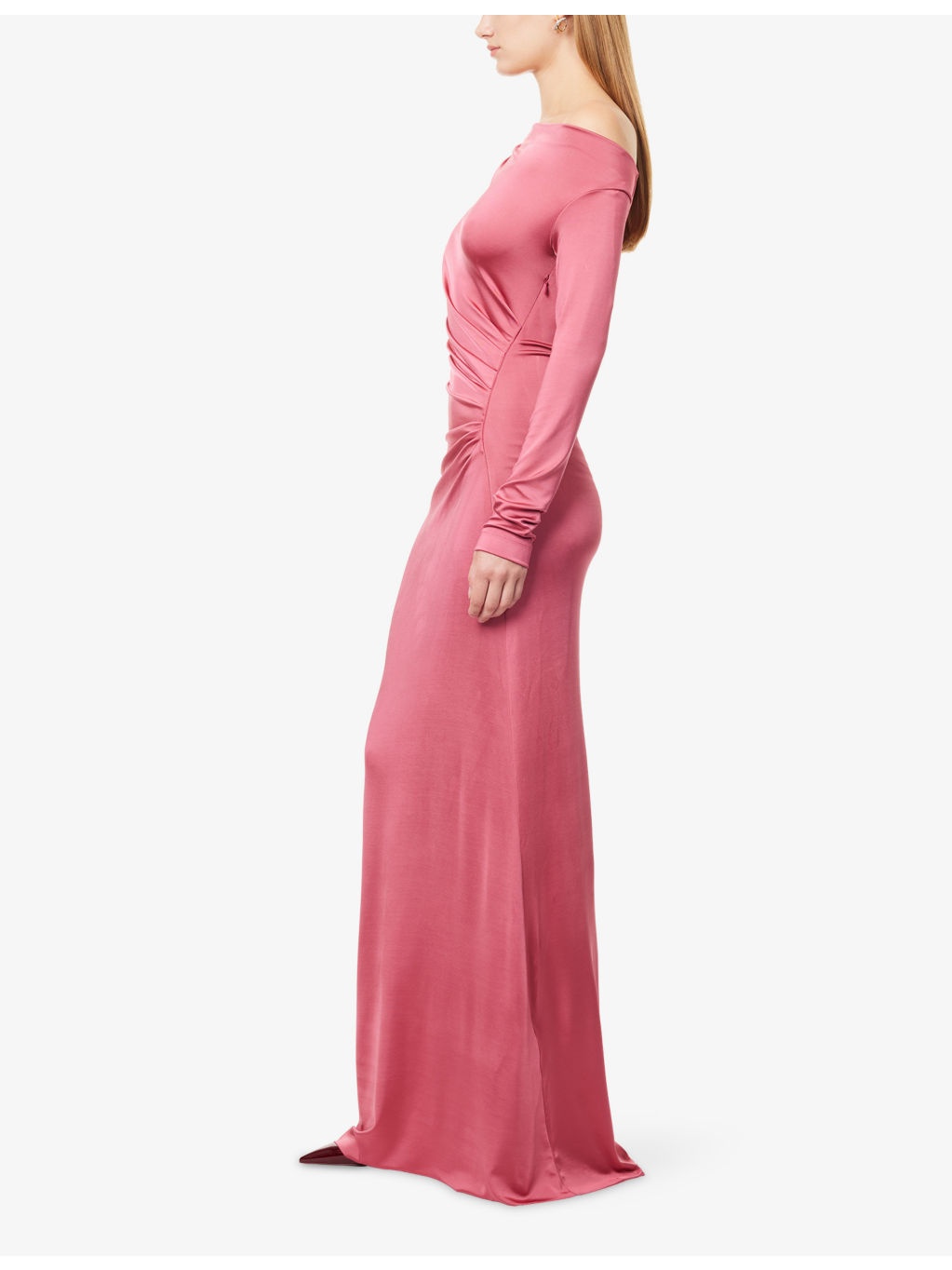 Off-Shoulder Draped Woven Maxi Dress - 3