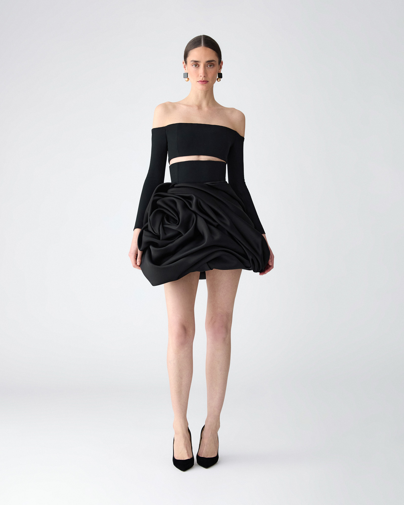 Off-Shoulder Satin Mini Dress - 2