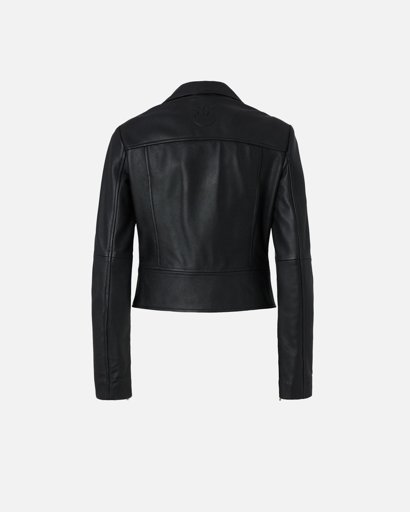 PINKO SHORT ZIPPED NAPPA LEATHER BIKER JACKET outlook