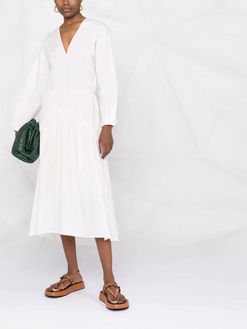Vince Tiered cotton-voile midi dress outlook