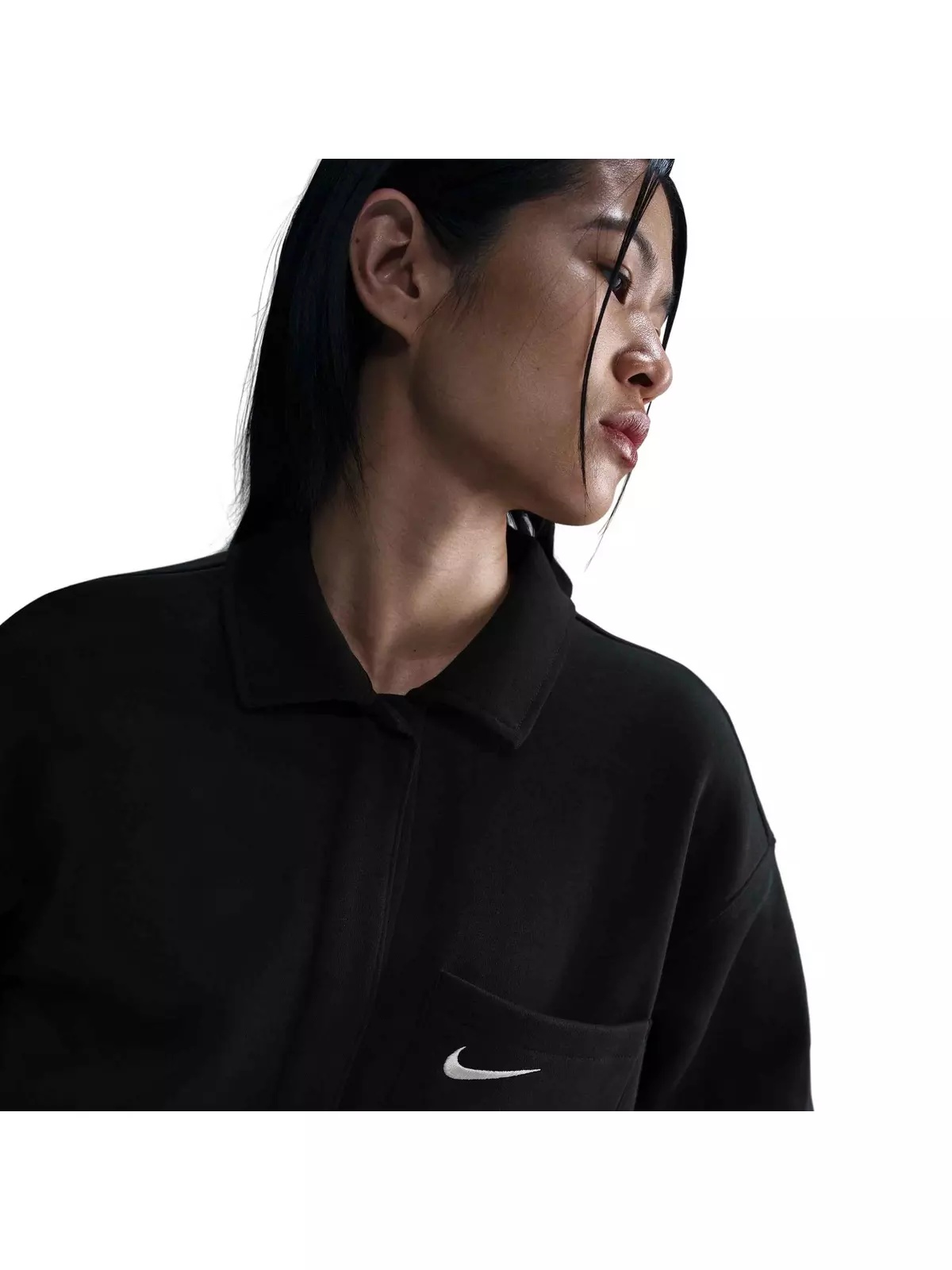 Women's Sportswear Phoenix Fleece Oversized Shirt Jacket - Black - 3