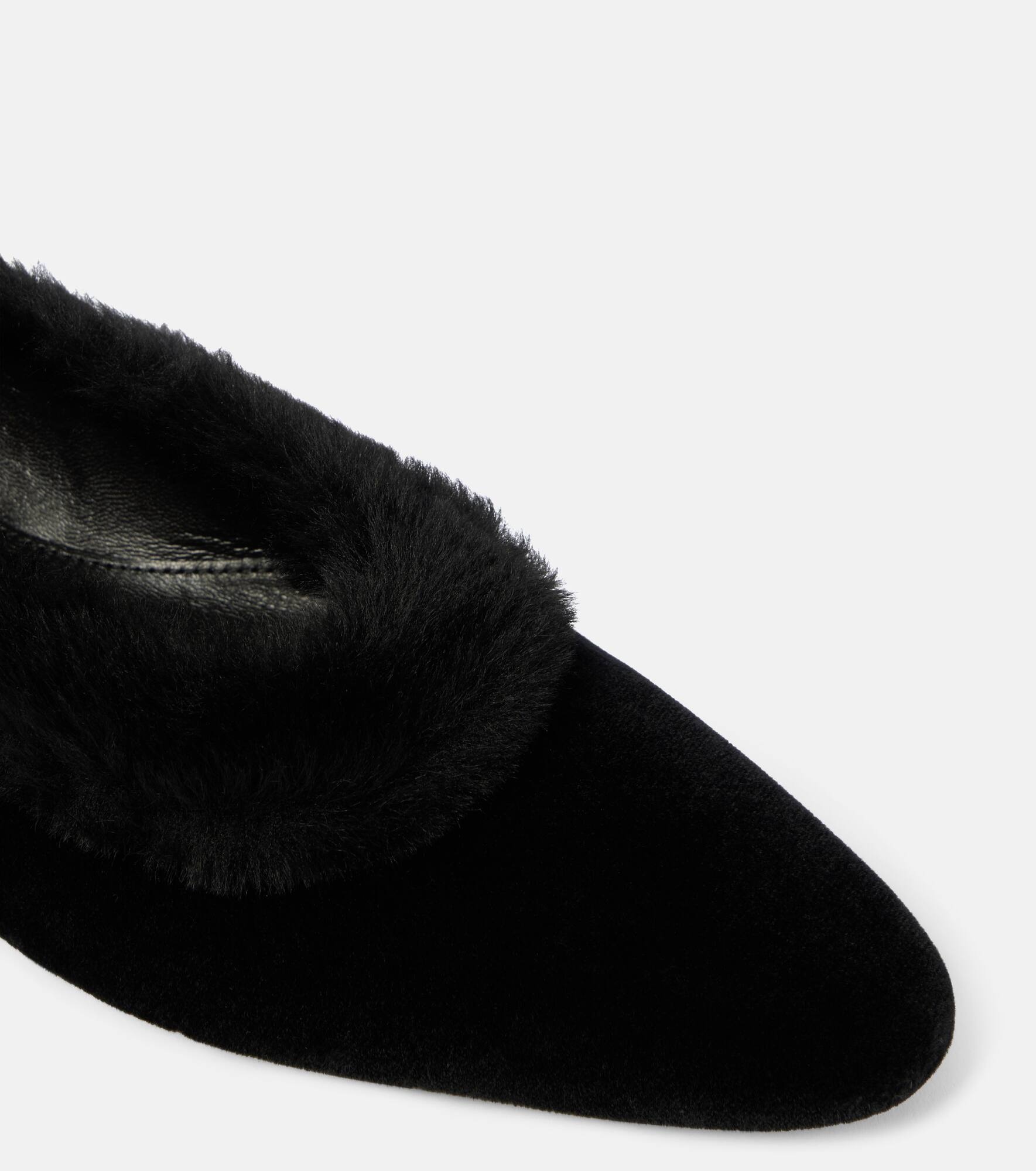 Shearling-lined velvet ballet flats - 5
