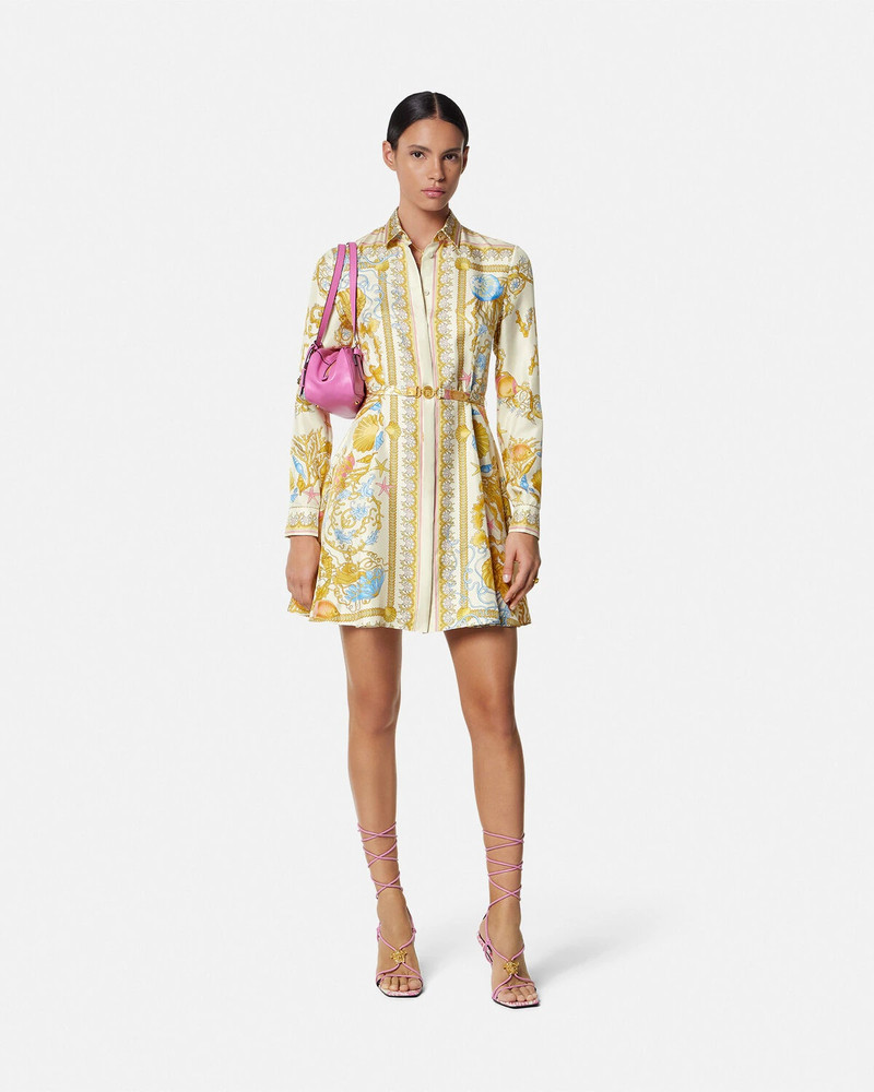 VERSACE Underwater Barocco Silk Midi Shirt Dress outlook