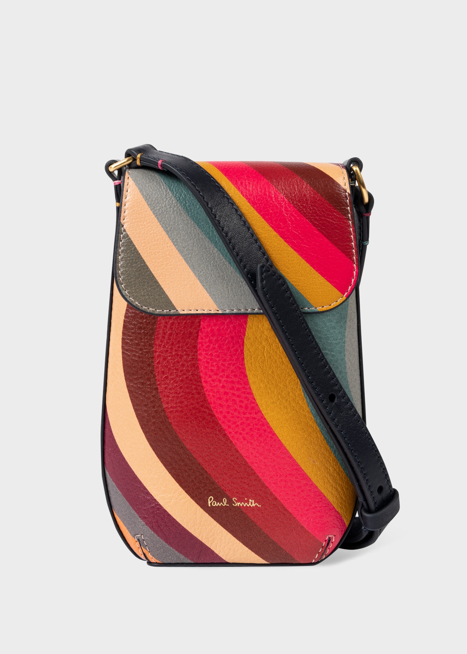 Paul Smith Swirl Striped Leather Backpack in Red