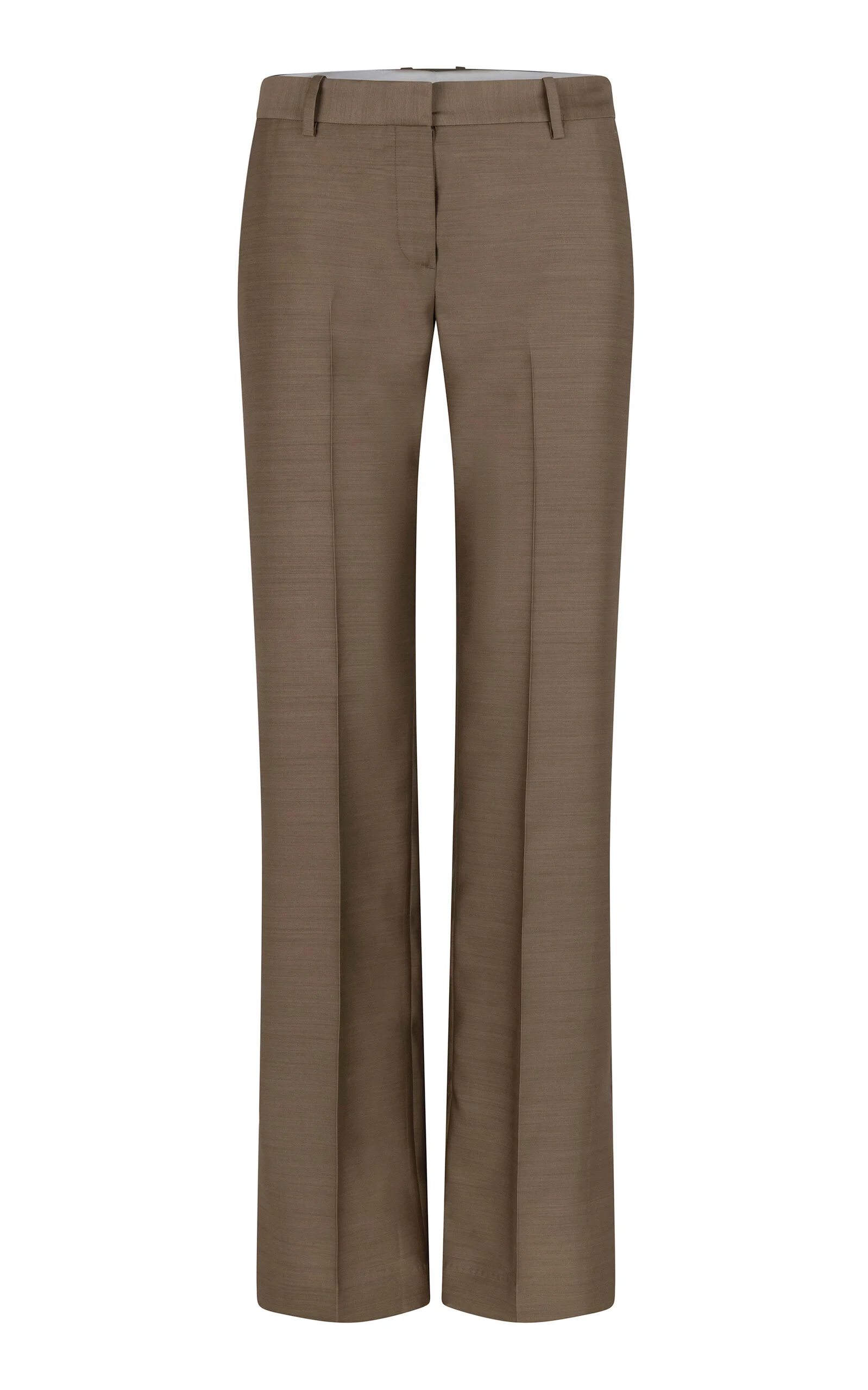 Petula Mid-Rise Straight-Leg Silk Trouser olive - 1
