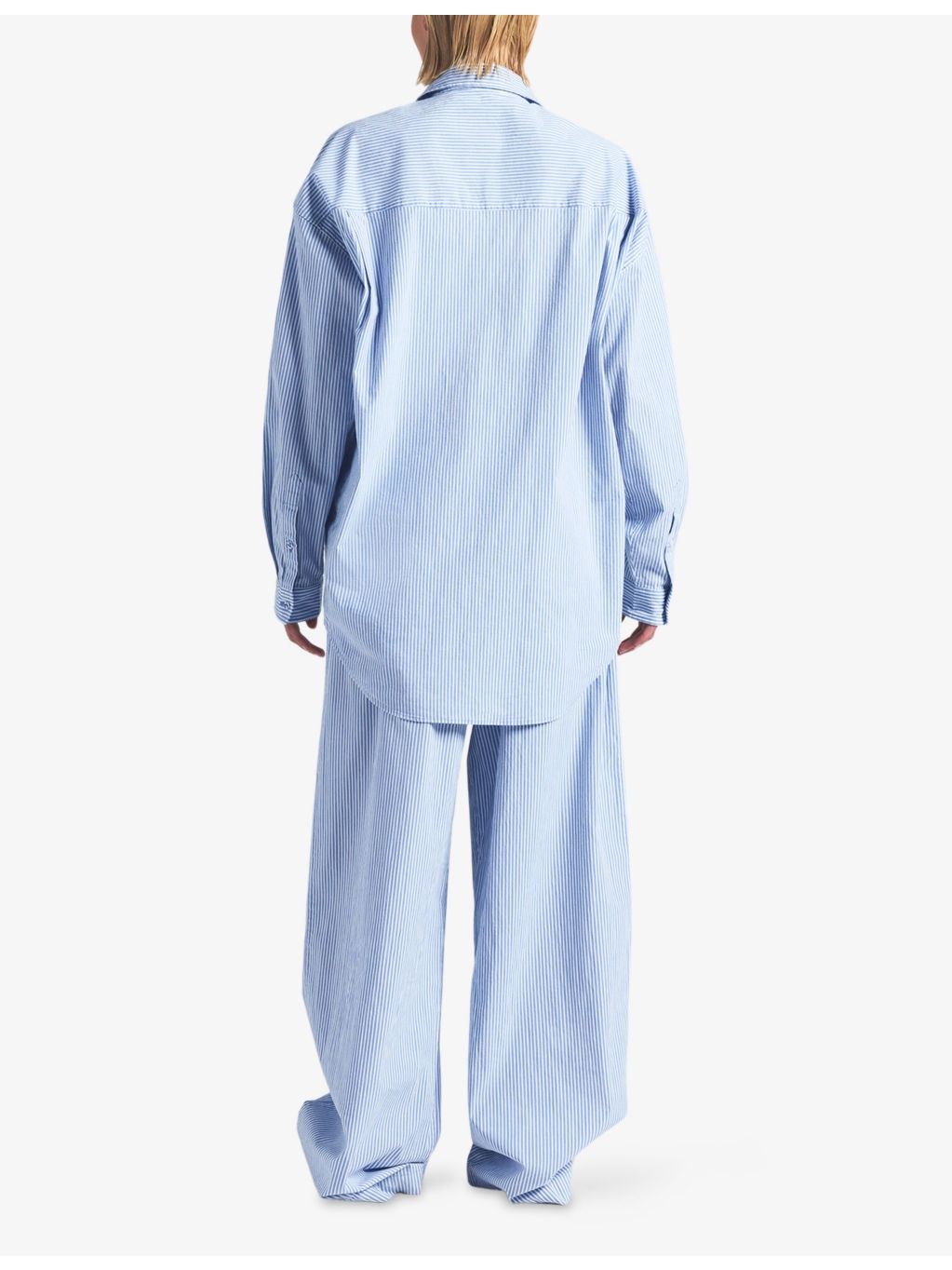 Oversized Striped Cotton Pyjamas Set - 4