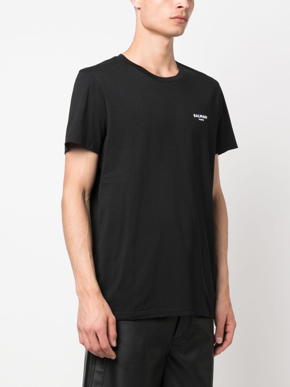 flocked-logo cotton T-shirt - 3