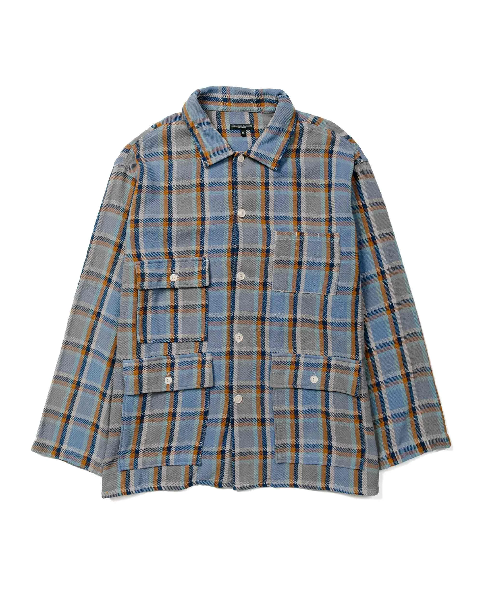 BA Shirt Jacket Blue Cotton Heavy Twill Plaid - 1
