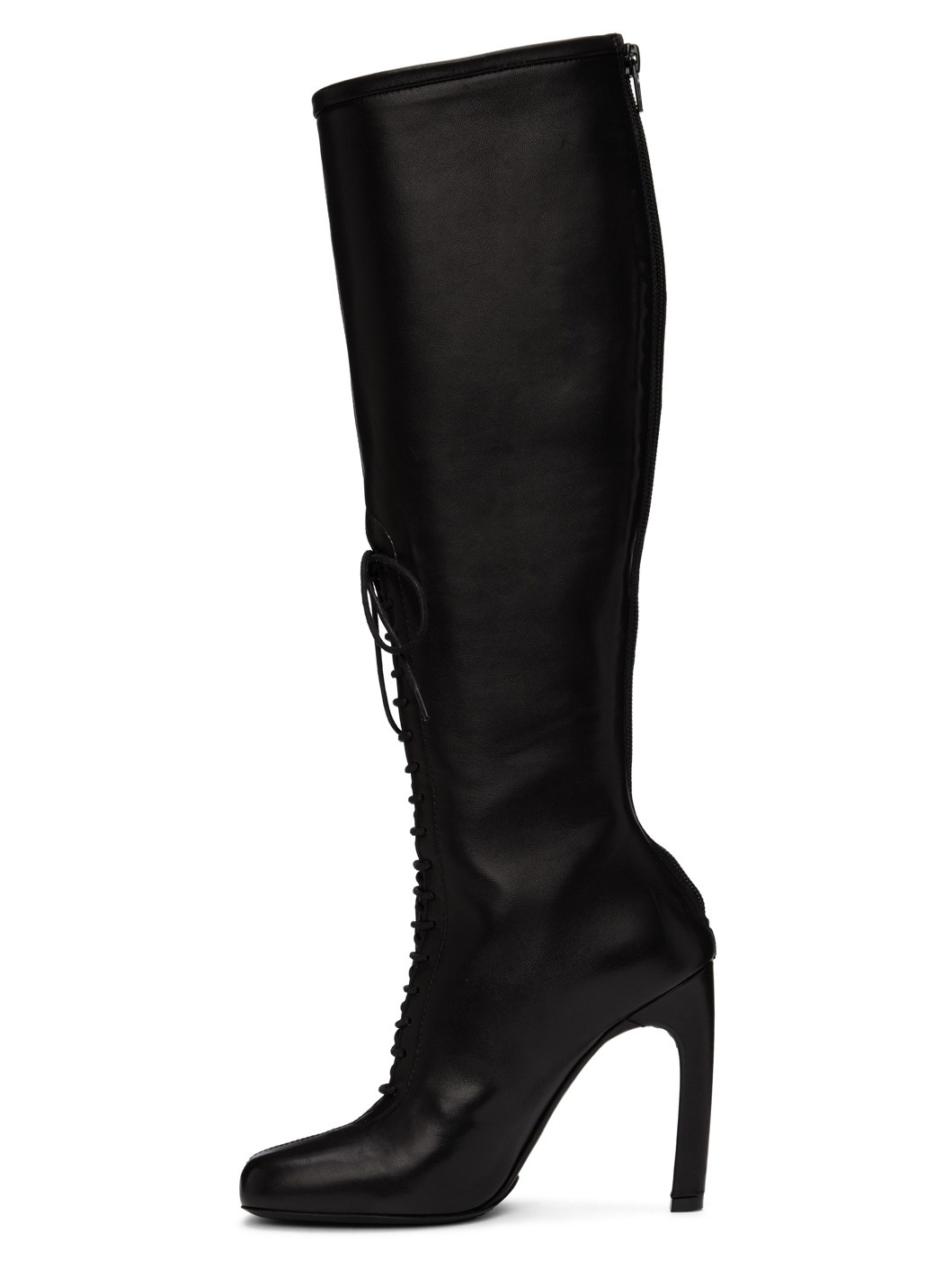 Black Lace-Up Tall Boots - 3