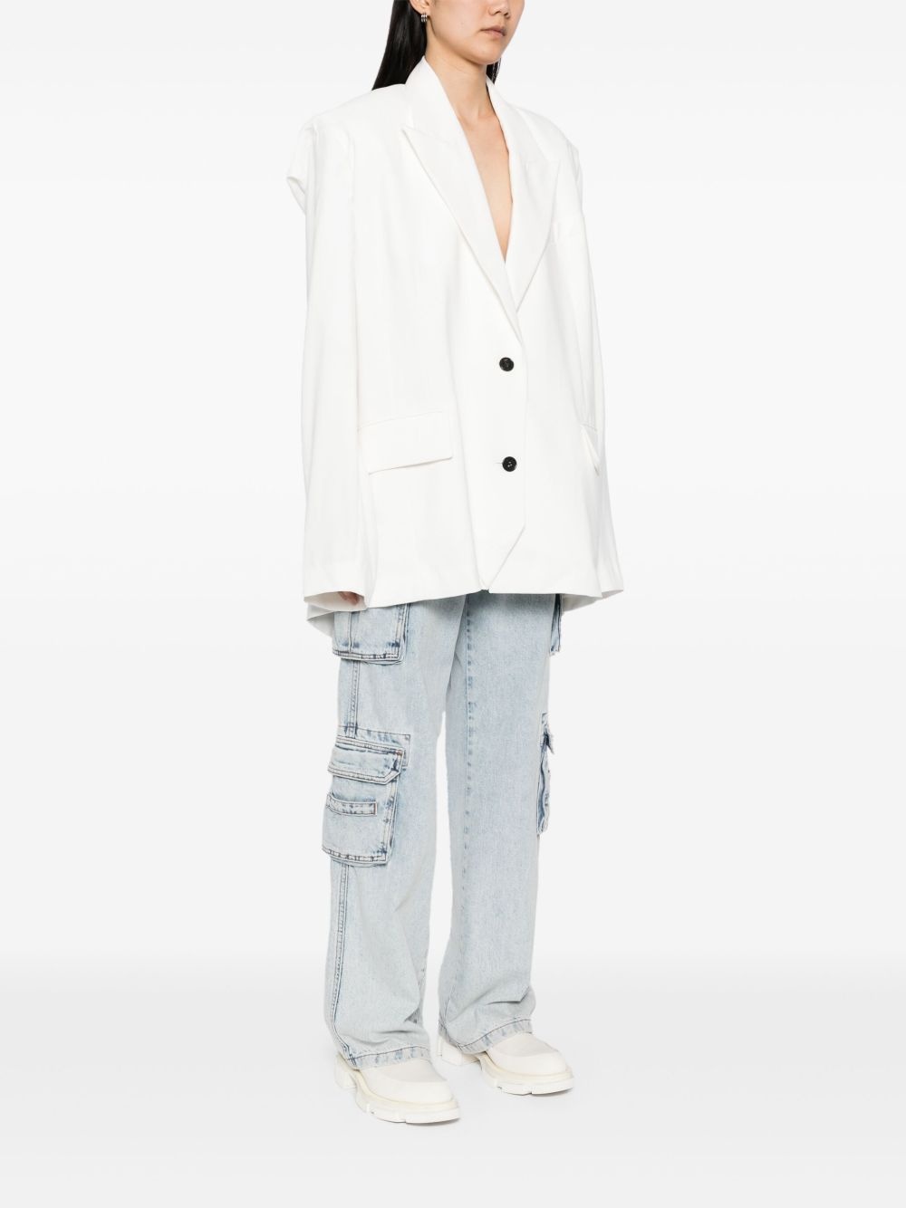squared-back single-breasted blazer - 3