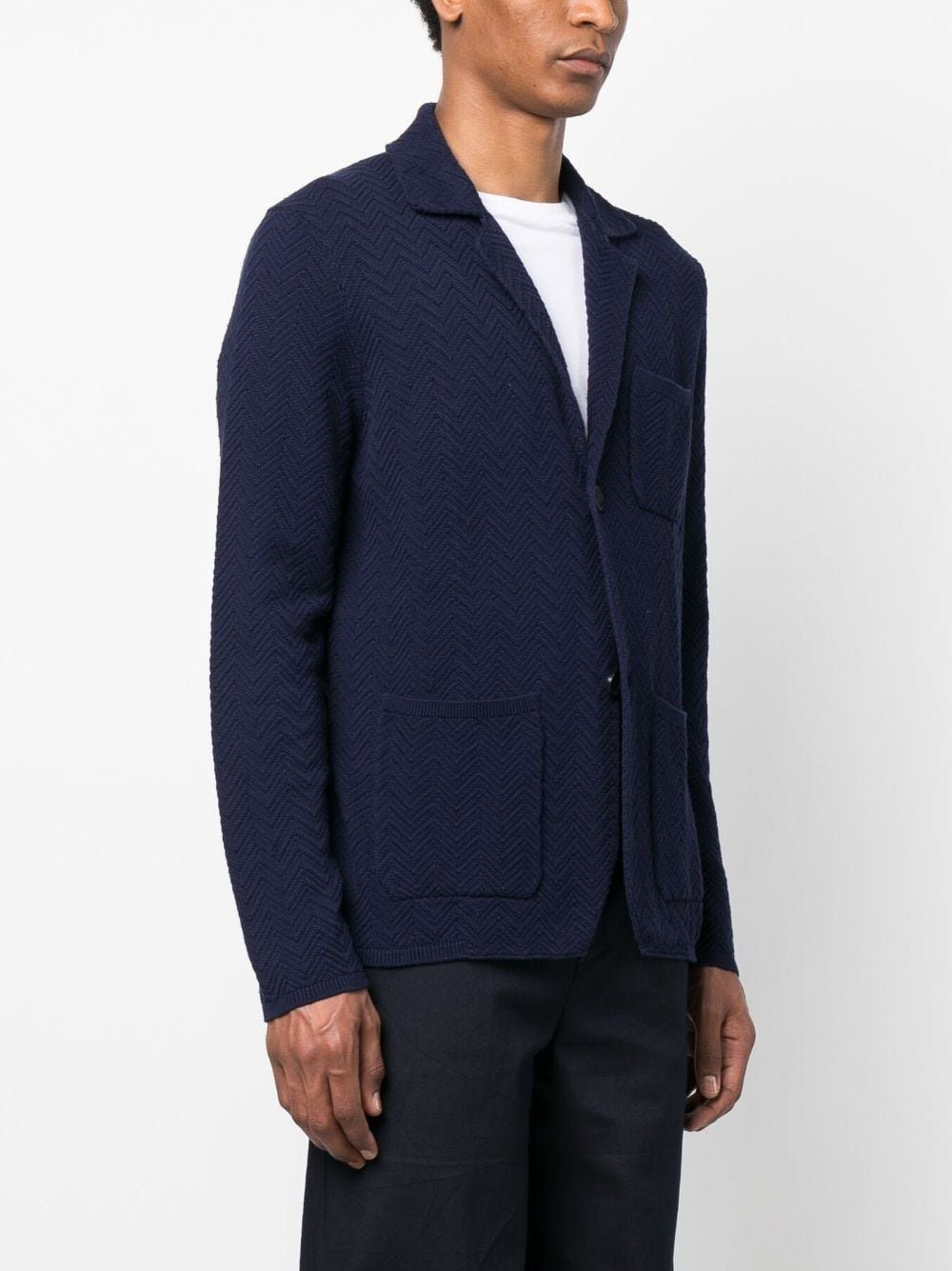 zig-zag weave single-breasted jacket - 3