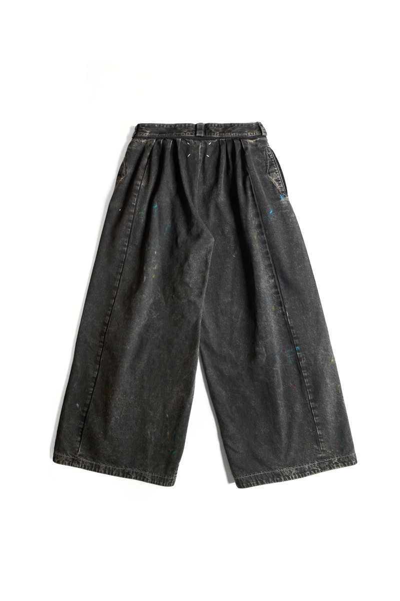Maison Margiela Maison Margiela Pleated Wide Leg Painted Jeans Black outlook