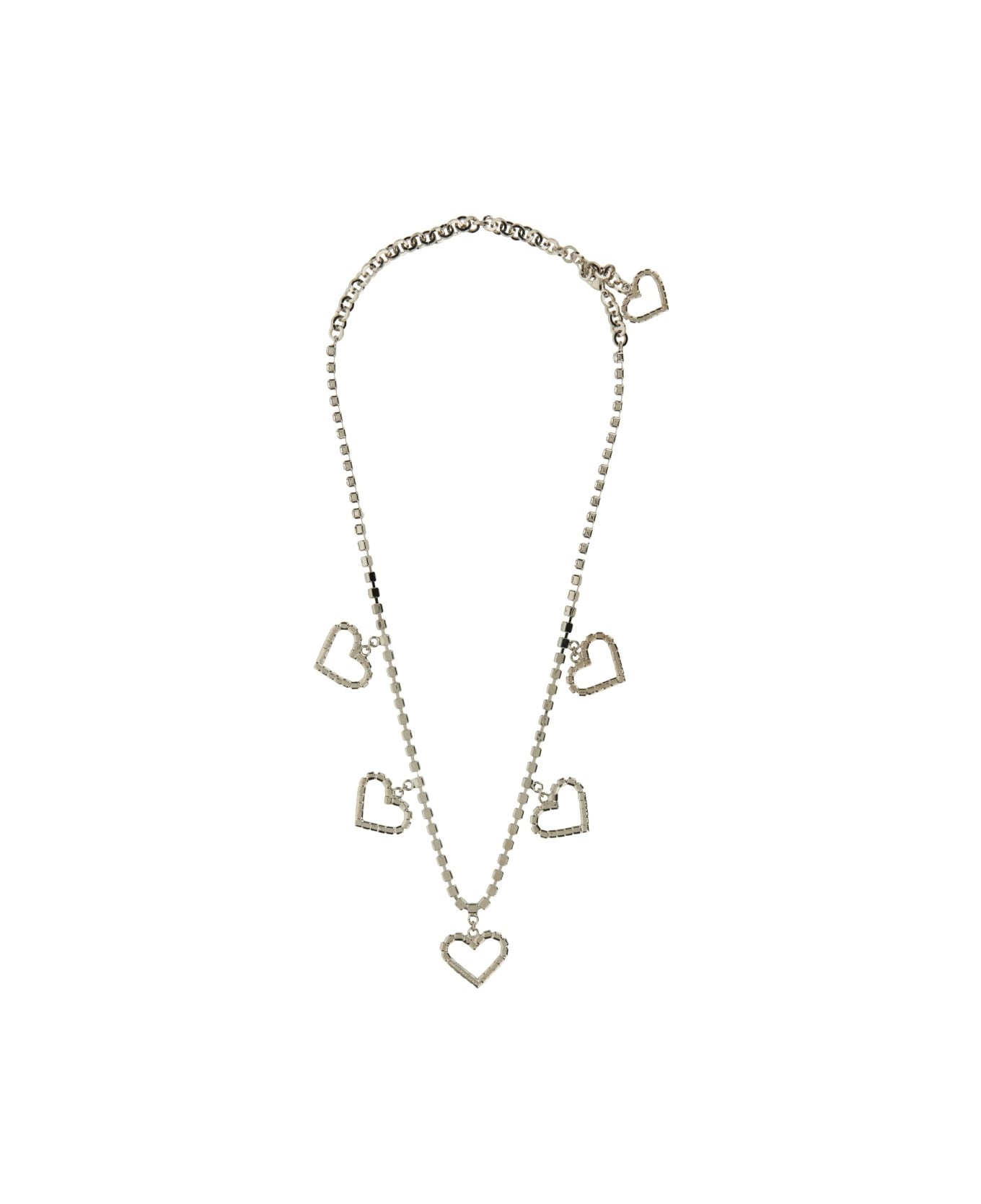 Crystal Necklace With Heart Pendants - 2