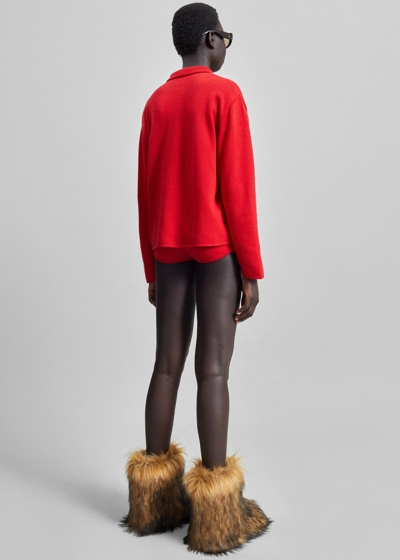 Bresica Knit Hot Pants - Red 7