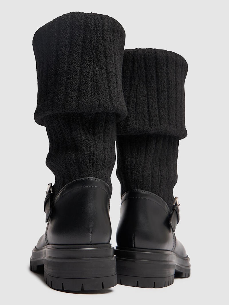 20mm Knit & leather biker boots - 3