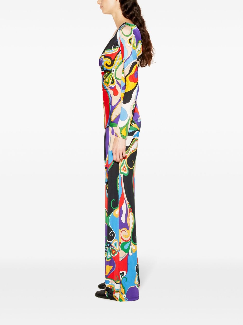 cowl-neck abstract print blouse - 3