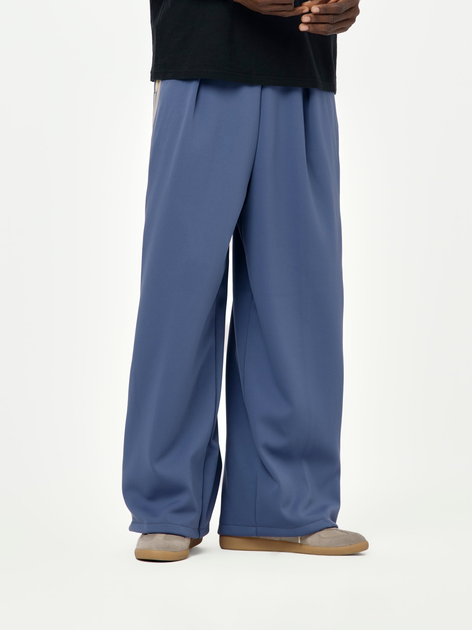 SMOOTH JERSEY STANTMAN&WOMAN BAGGY TRUCK PANTS (BANNER STRIPE) (PURPLE) - 1