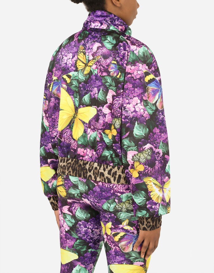 Cropped butterfly-print bomber jacket - 5