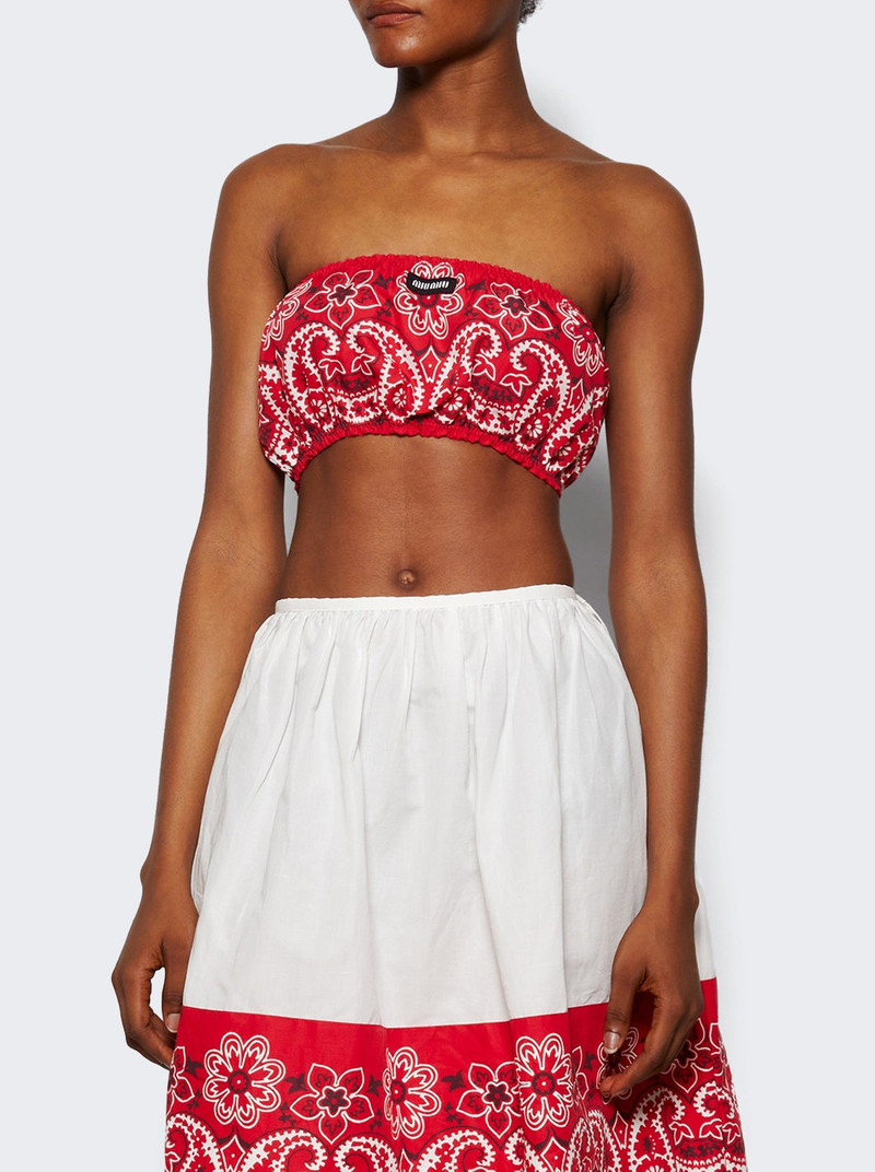 Miu Miu Printed Poplin Bra Top Rosso And Bianco outlook
