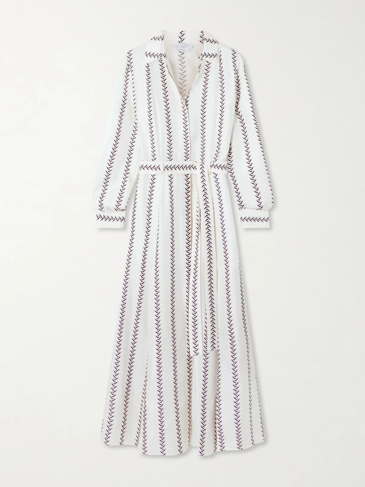 Galway Belted Striped Silk-twill Midi Shirt Dress - 1