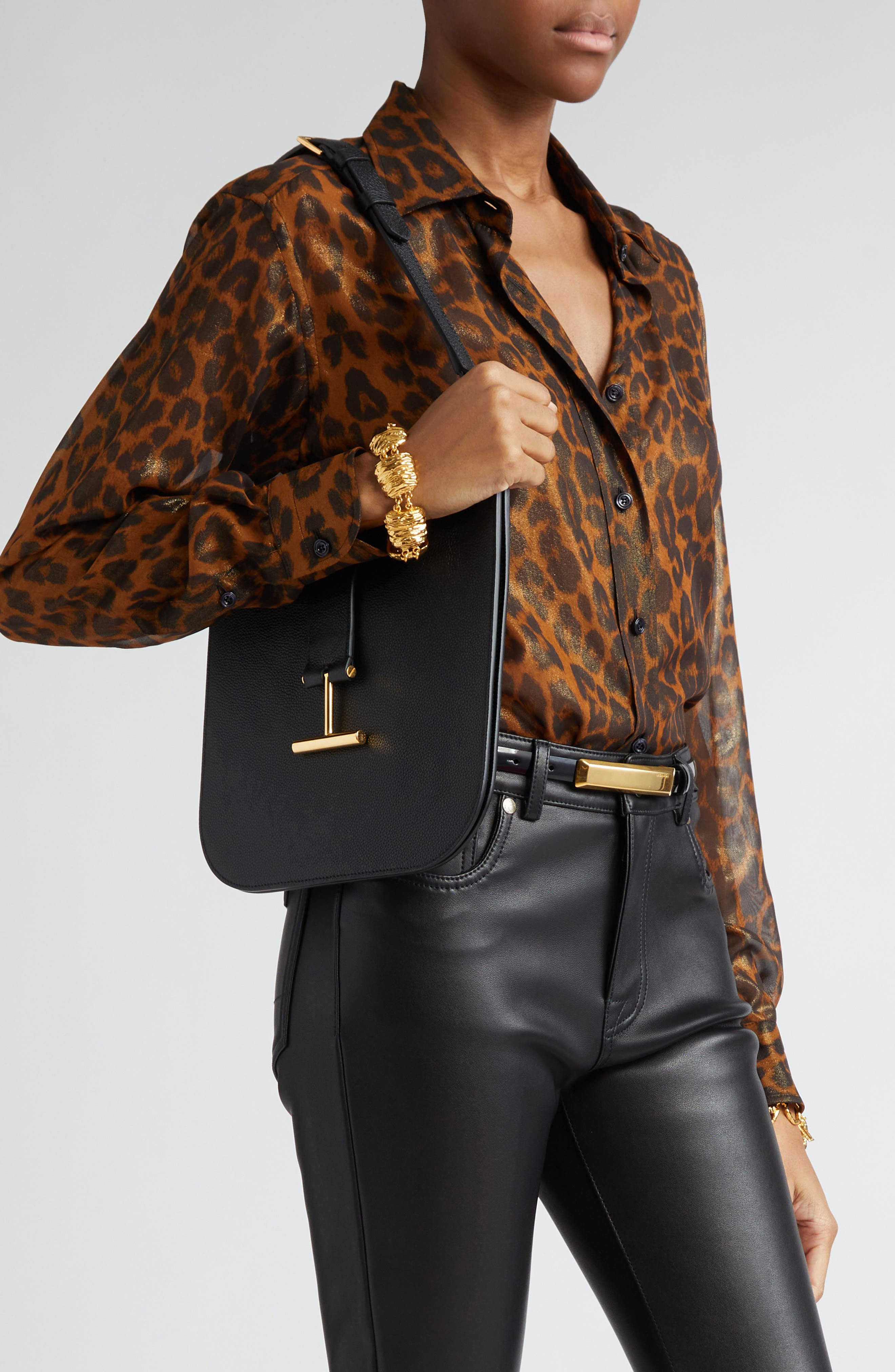 TOM FORD Small Tara Leather Top Handle Bag in Black at Nordstrom - 3