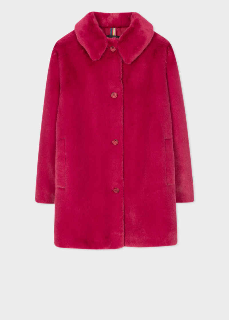 Raspberry Faux Fur Coat 1