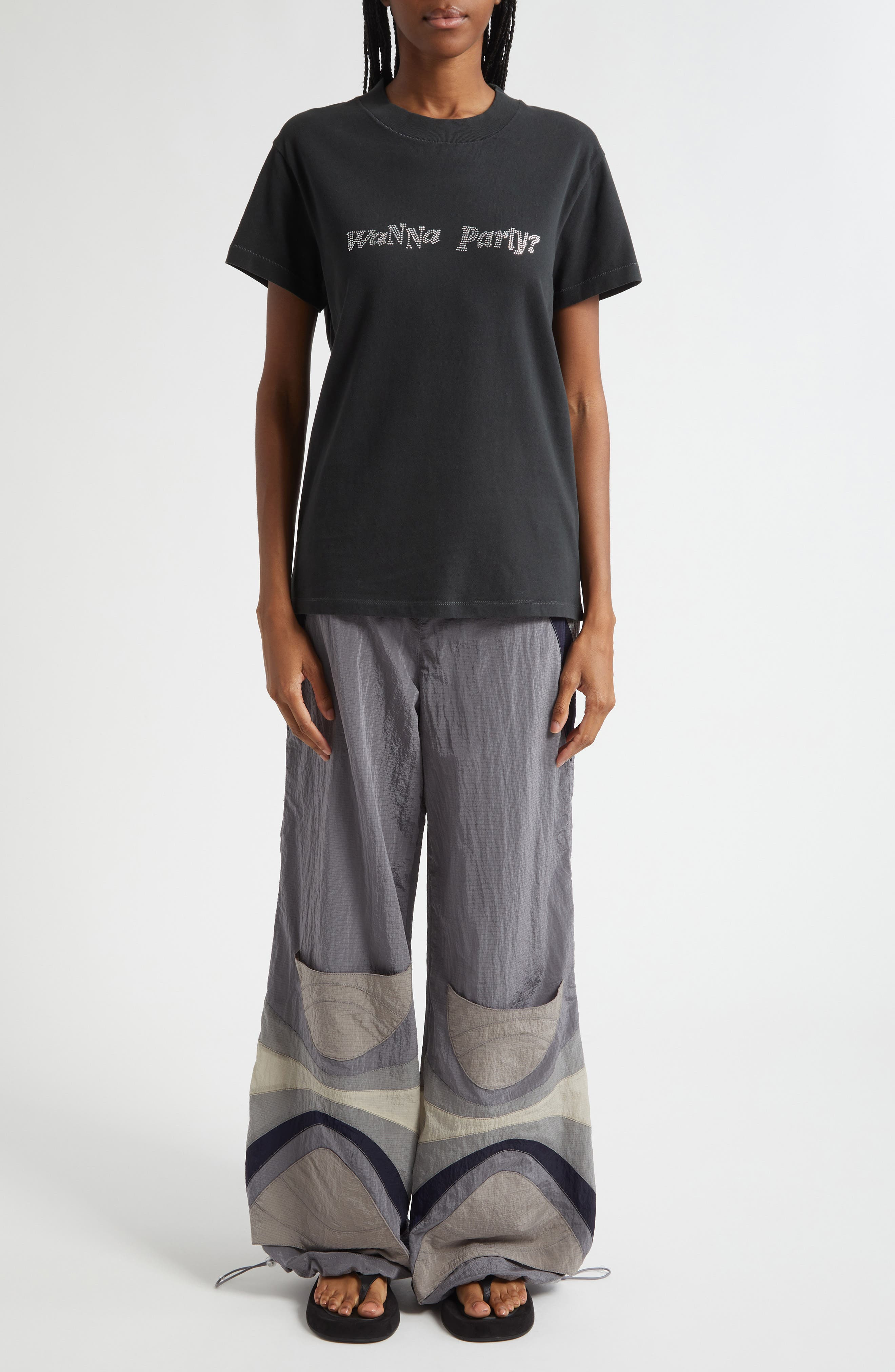 ERL Gender Inclusive Crystal Embellished Wanna Party T-Shirt in Black at Nordstrom - 2