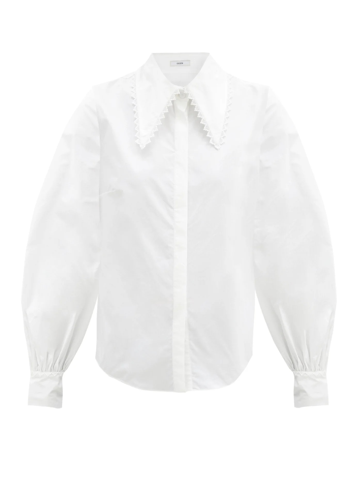 Eula Barrymore-collar cotton-batiste shirt - 1