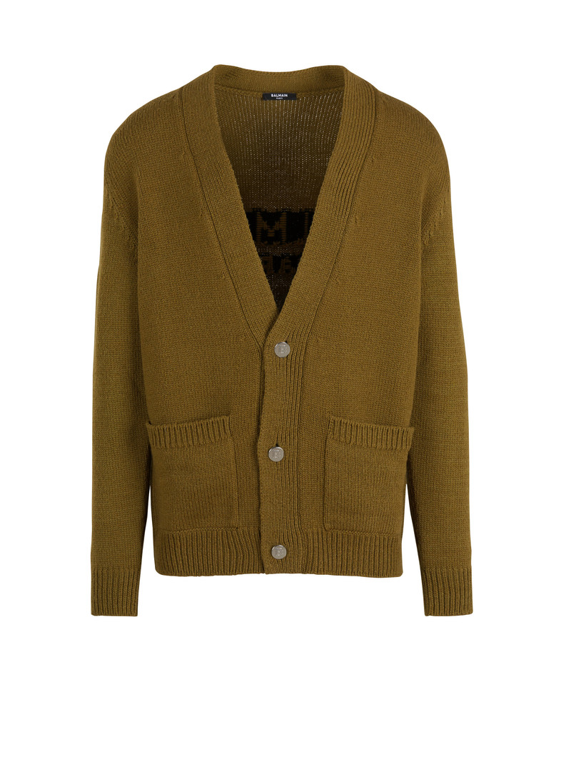 Knit cardigan with Balmain logo 1