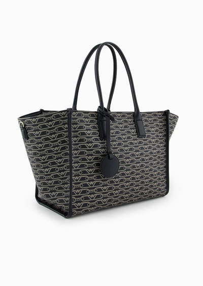 EMPORIO ARMANI Medium shopper bag with all-over monogram print outlook