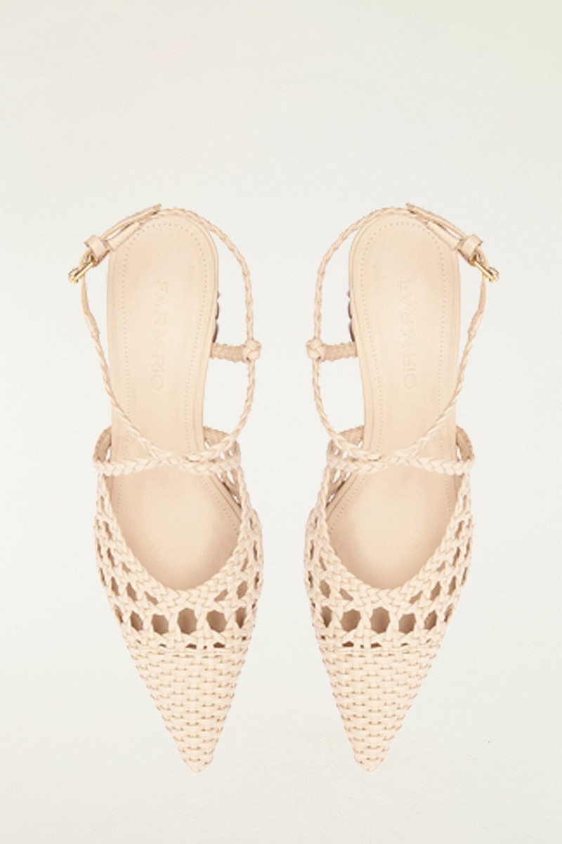 Cream Woven Wedge Heeled Sandal 3