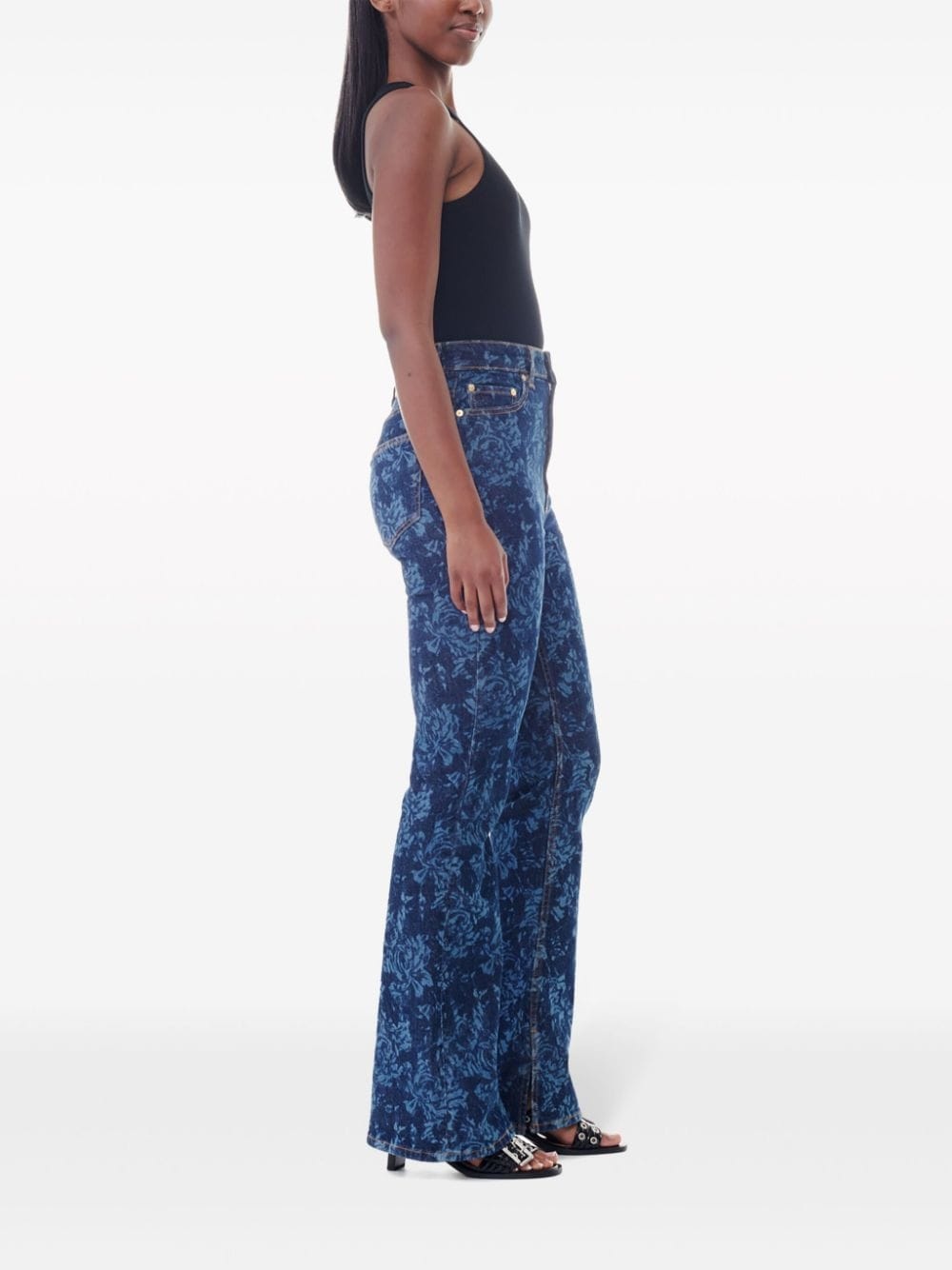 floral-print flared jeans - 3