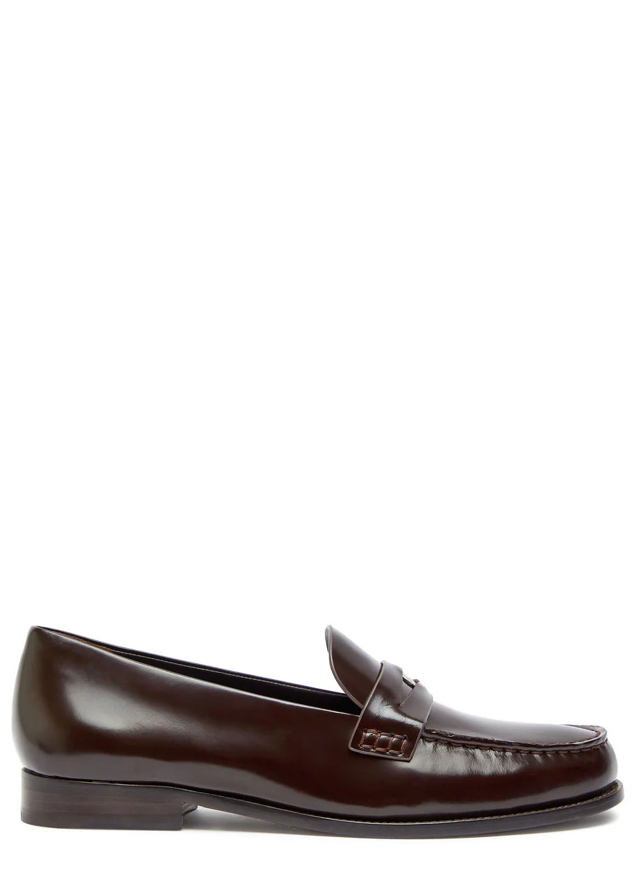 Tory Burch Classic Penny Glossed Leather Loafers - 1