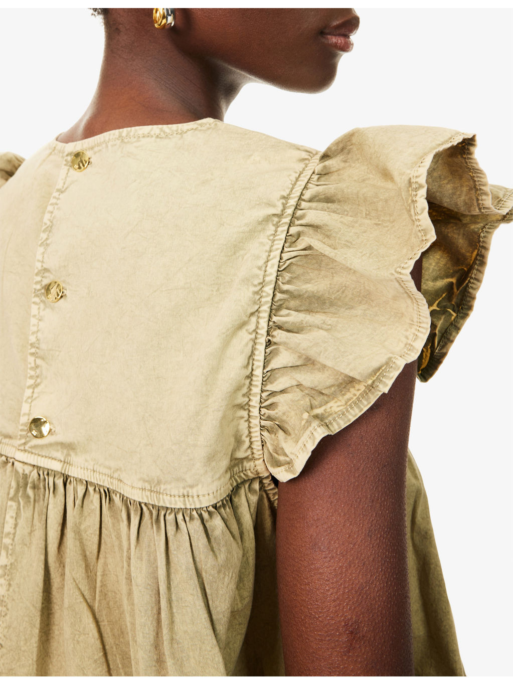 Ruffled Round-Neck Stretch-Cotton Top - 5