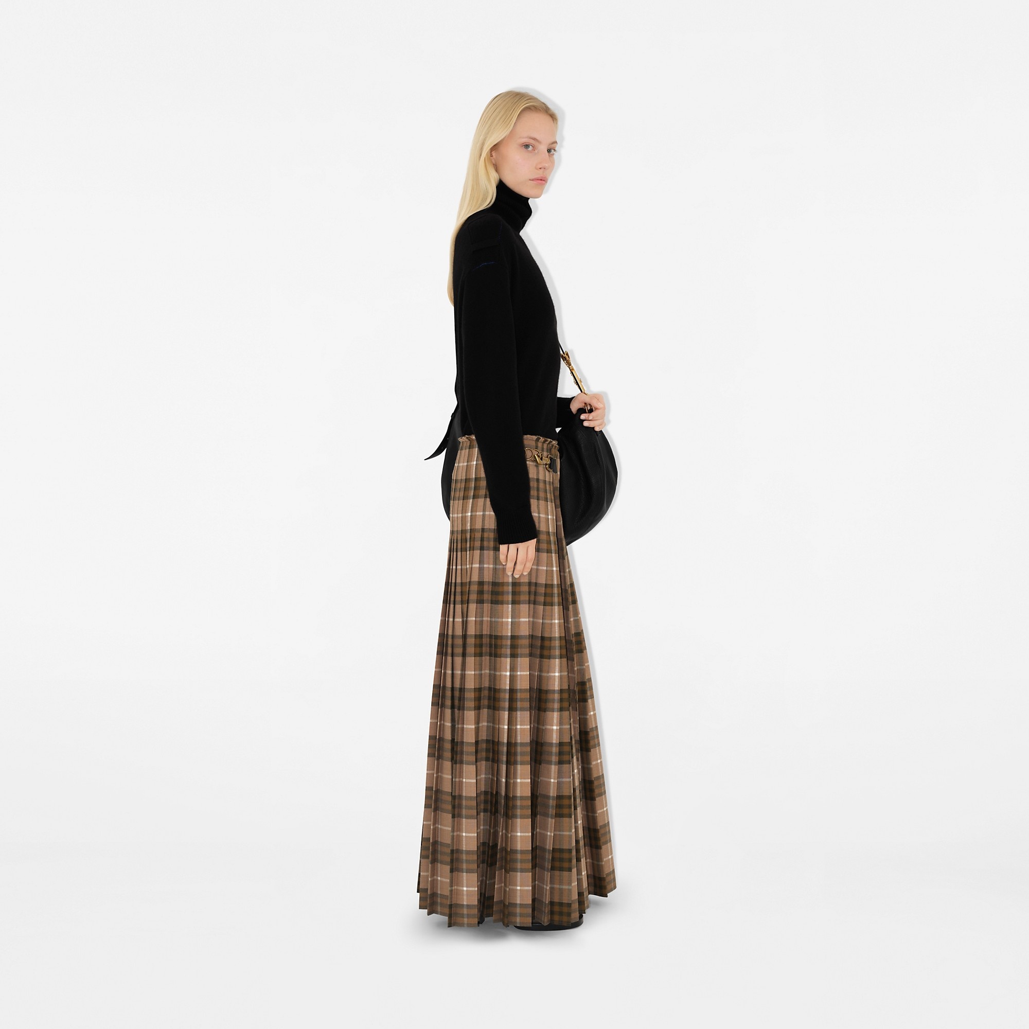 Check Wool Blend Maxi Kilt - 3