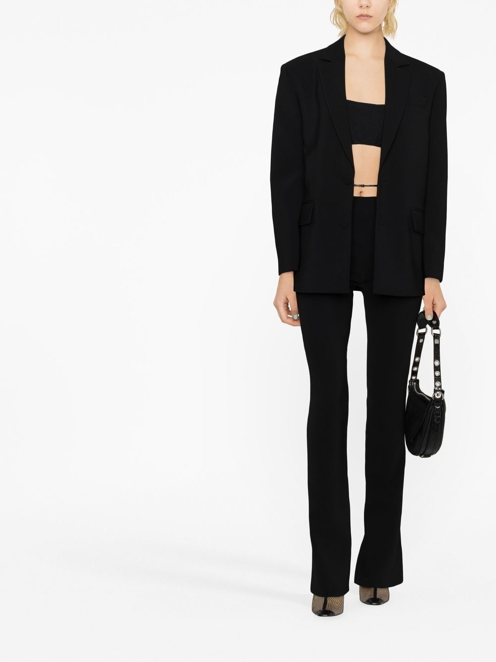 strap-detail flared trousers - 2