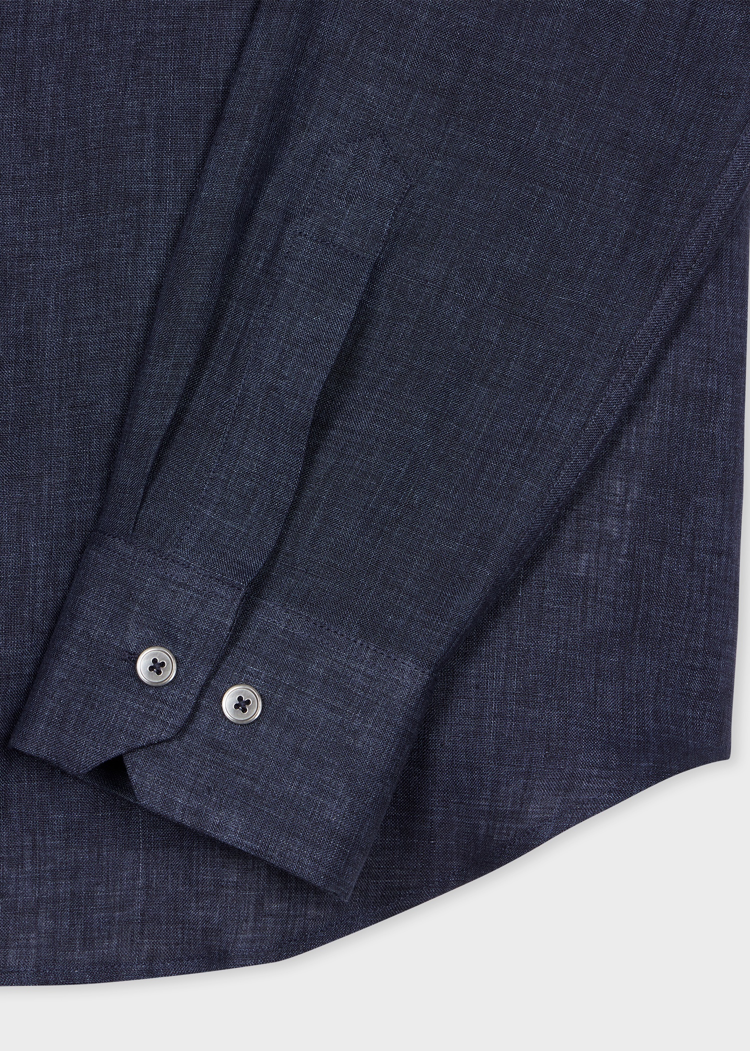 Slim-Fit Navy Linen Shirt - 2