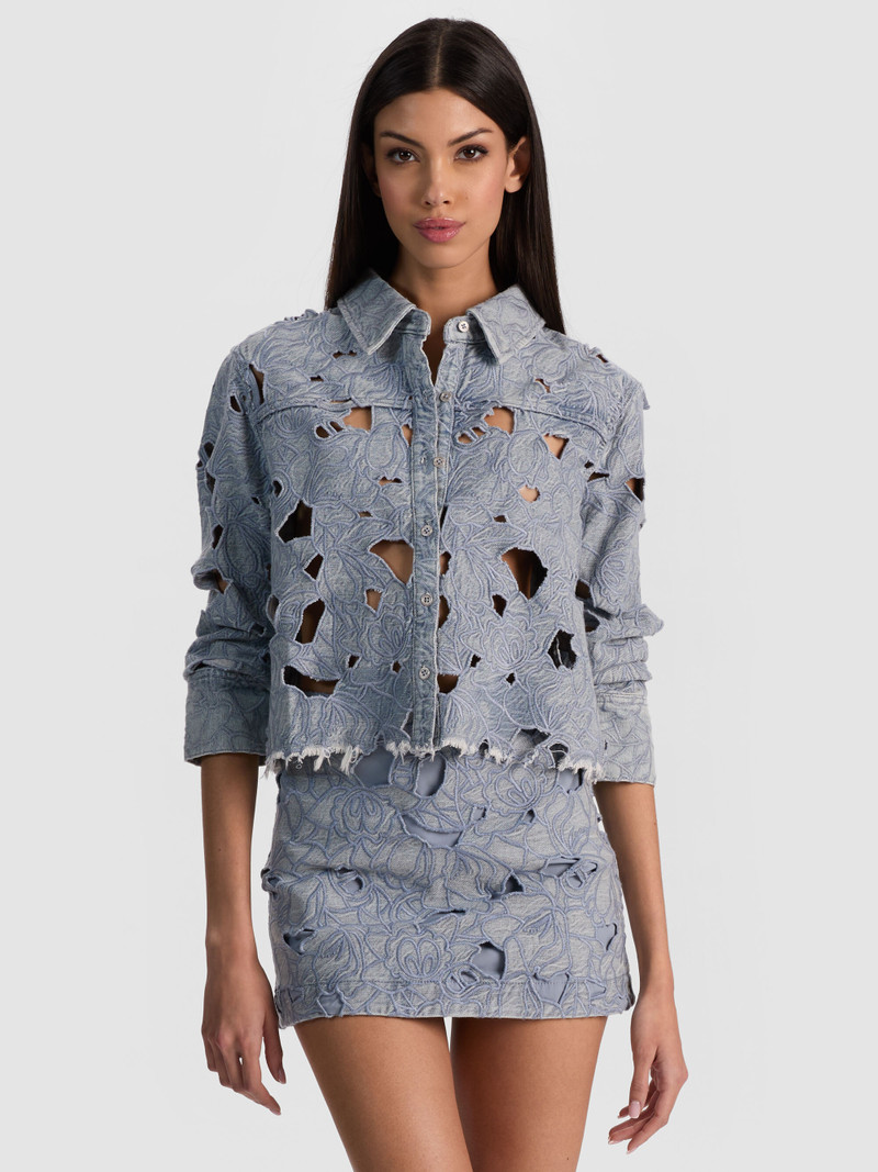 FINELY LASER-CUT DENIM SHIRT 2
