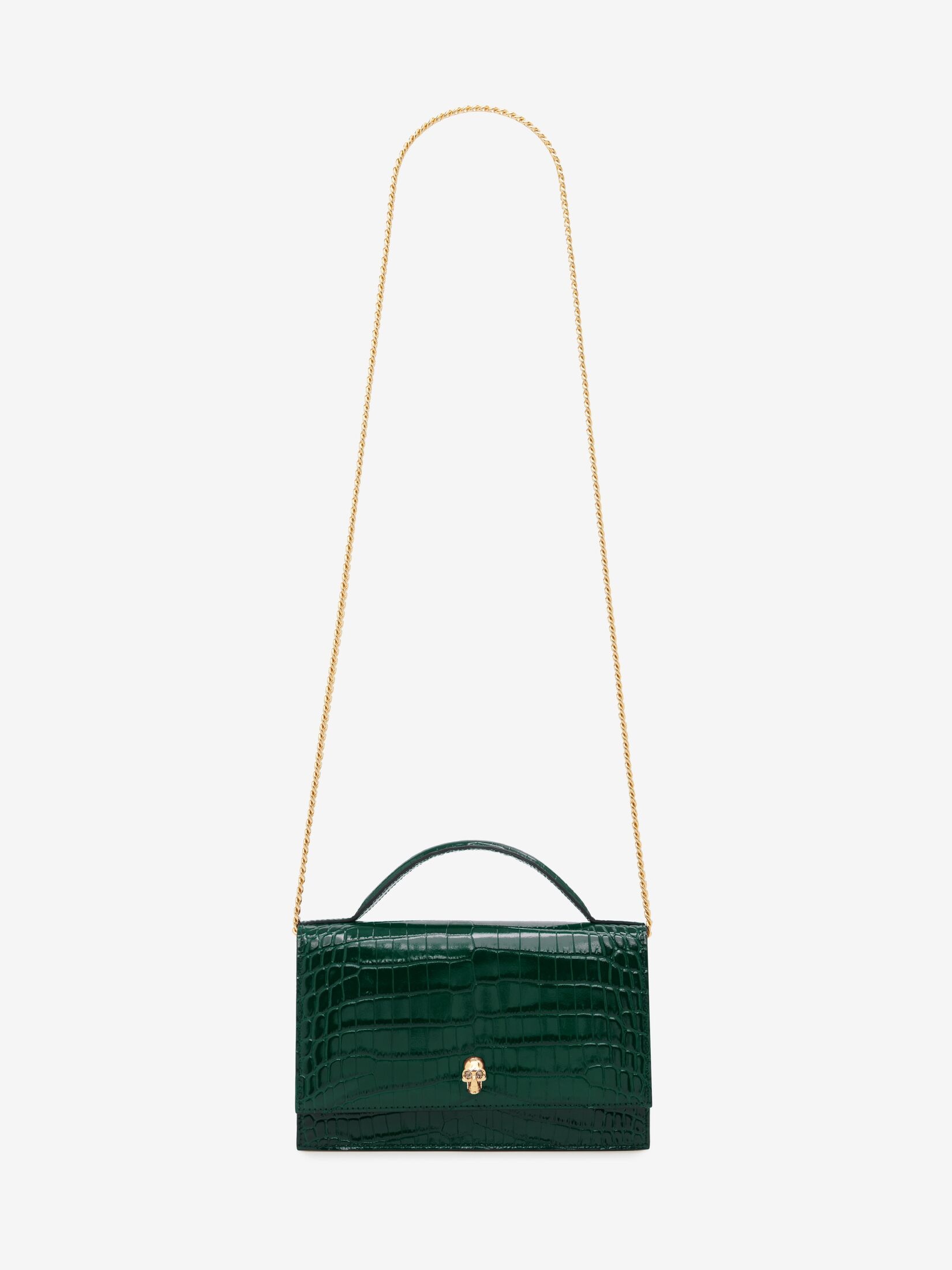 Women's Top Handle Skull Bag in Emerald - 5