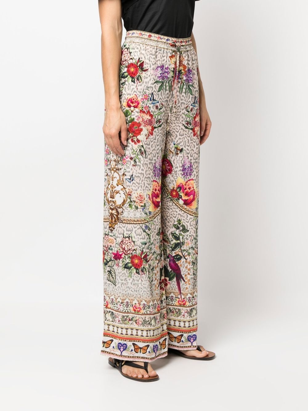 flared floral-print trousers - 3