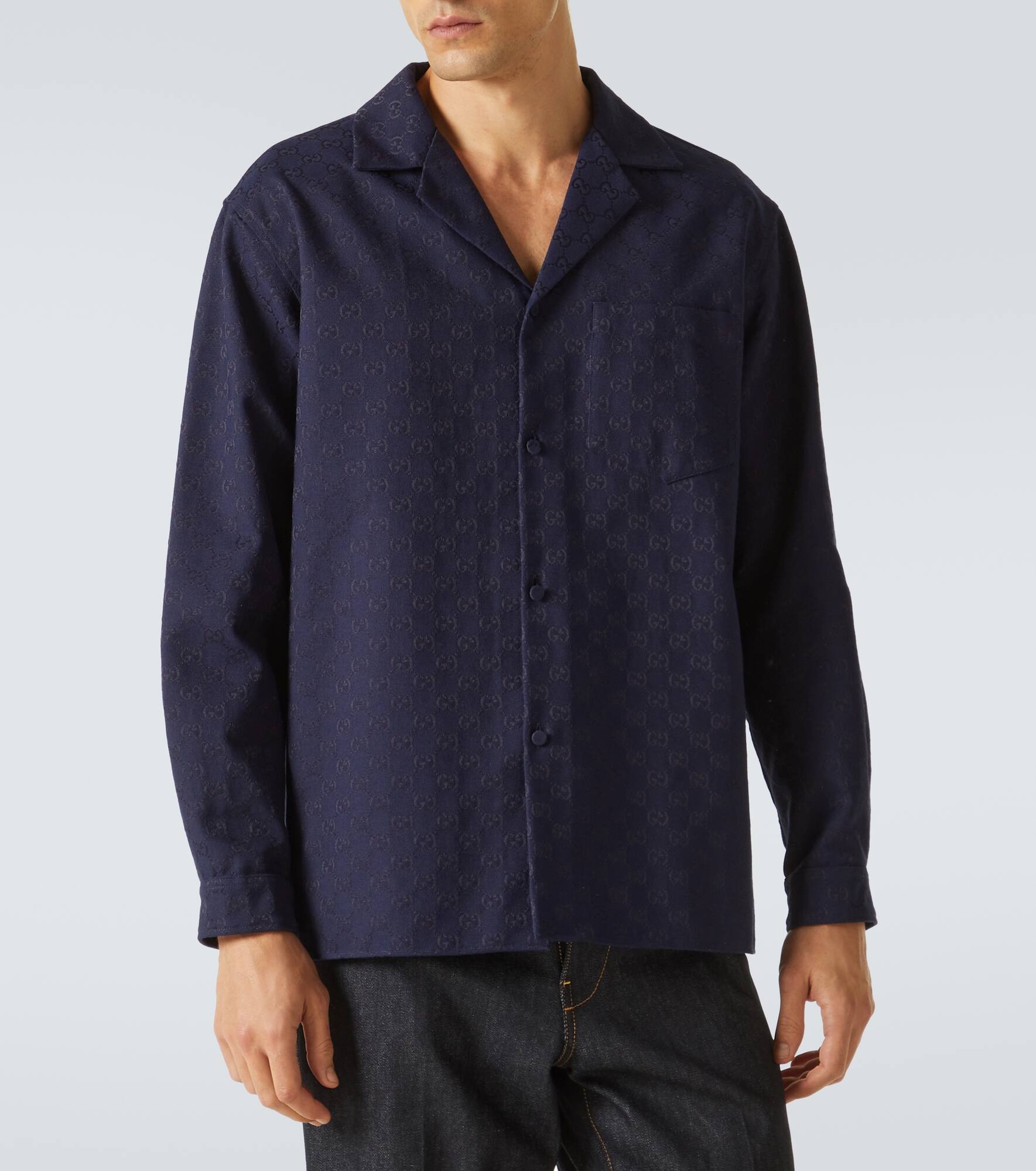 GG canvas cotton-blend shirt - 3
