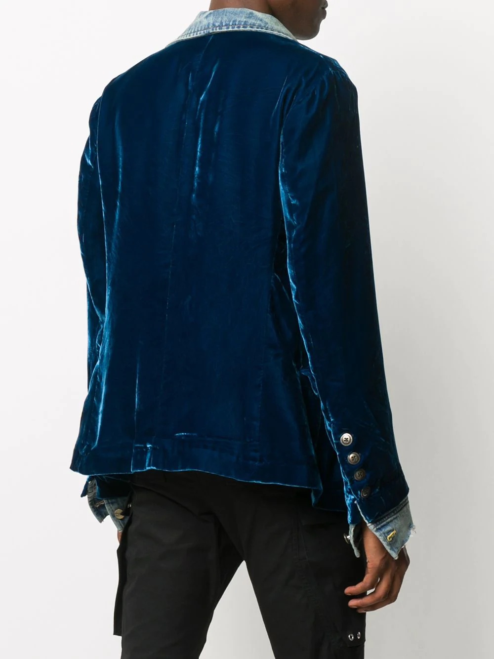 panelled velvet jacket - 4