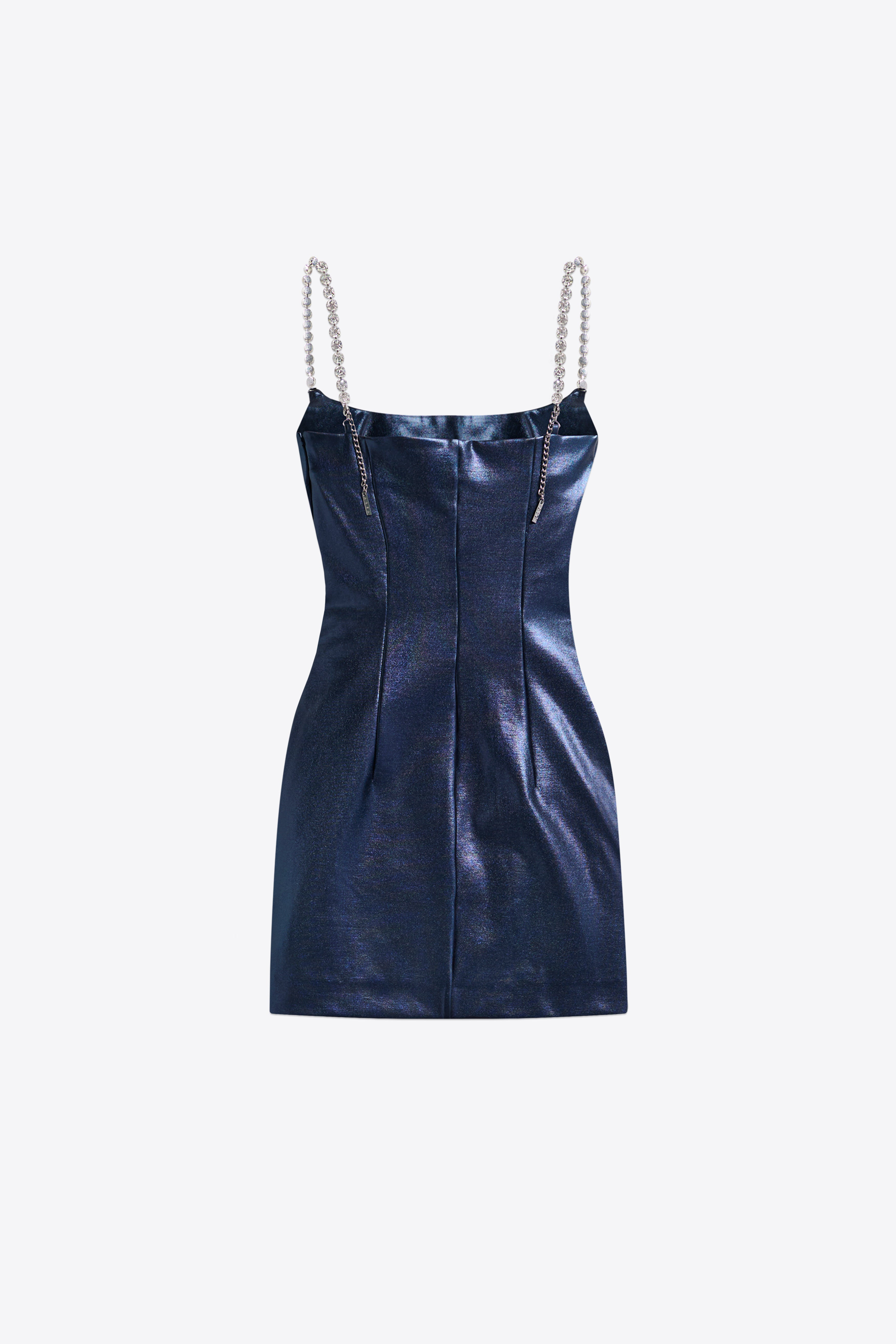 CRYSTAL STRAP METALLIC MINI DRESS - 2